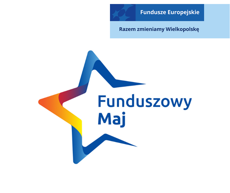 Grafika składa się z niebieskiego napisu „Funduszowy Maj” oraz fragmentu gwiazdy otaczającej napis. Grafika pochodzi z serwisy Rzeczypospolitej Polskiej.