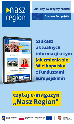Na zdjęciu widać ekran tabletu w wyglądem strony, z prawej strony informacja, że jeśli szukasz informacji o naborach to czytaj e-magazyn Nasz Region