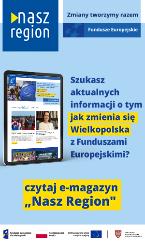 Na zdjęciu widać ekran tabletu w wyglądem strony, z prawej strony informacja, że jeśli szukasz informacji o naborach to czytaj e-magazyn Nasz Region