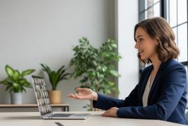 kobieta siedzi przed komputerem