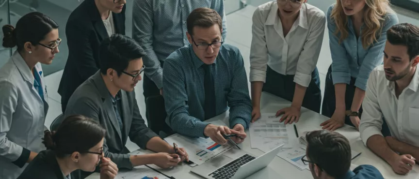 grupa osób proowadzi dyskusję