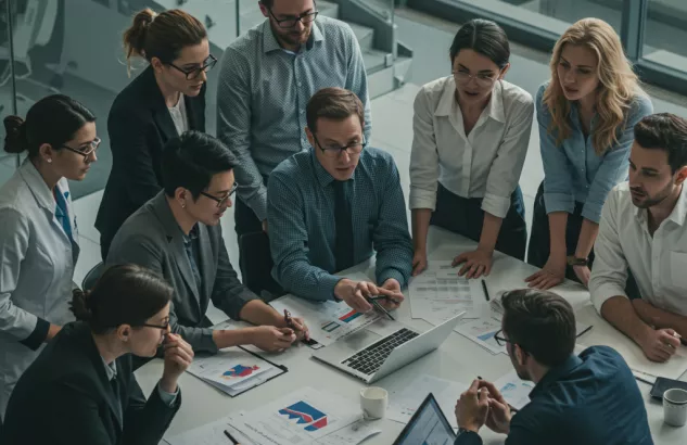 grupa osób proowadzi dyskusję