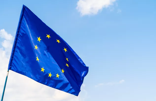 flaga unii na tle nieba