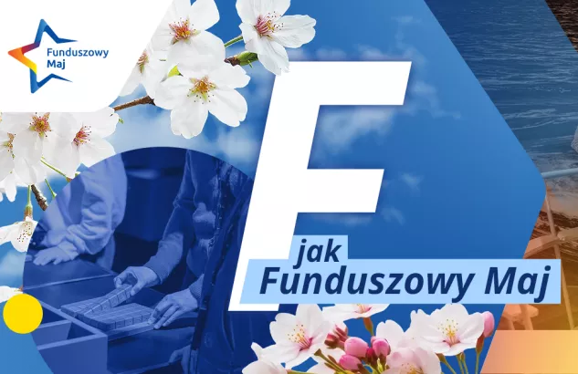 Na zdjęciu z prawej strony widać trzy osoby, z lewej napis F jak Funduszowy maj